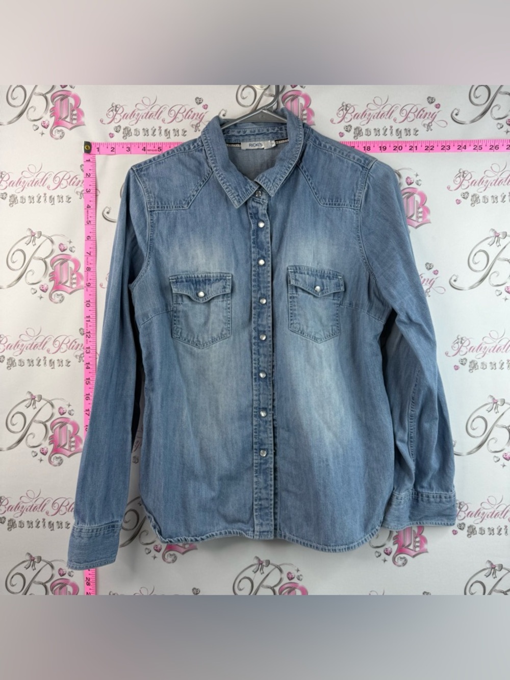 Ricki's Denim Button up jean jacket, Light Blue